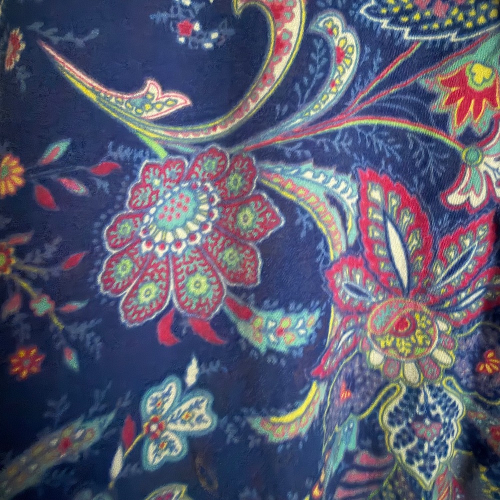 Lauren Ralph Lauren Sleep Shirt Blue Floral Paisley Cotton Button Tunic Large - Picture 2 of 6